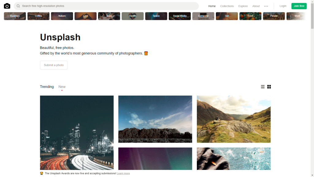 unsplash - photos libre de droits